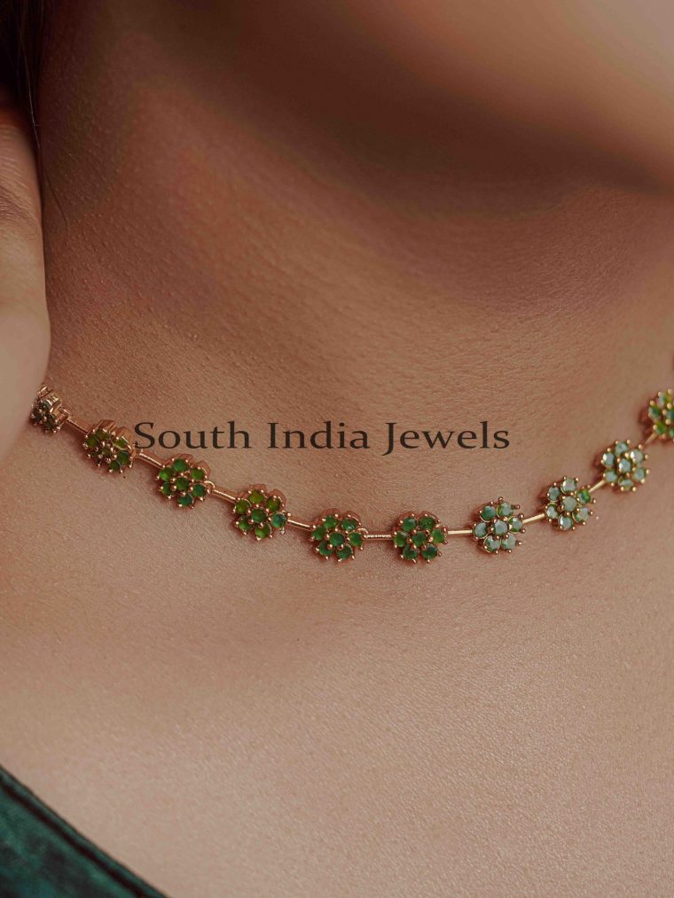 Gorgeous Floral Green Stone Choker