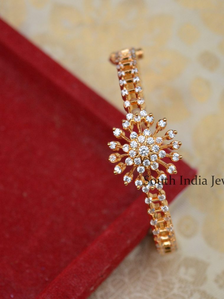 Gorgeous White Stones Round Design Kada