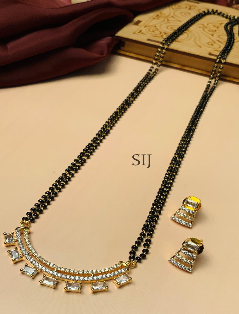 Precious Gold Plated Mangalsutra With Pair Of Earrings