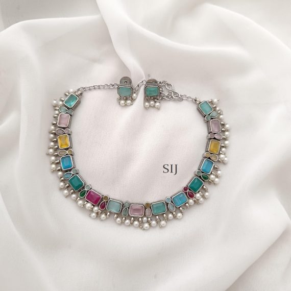 Stunning Multi Color German Silver Necklace