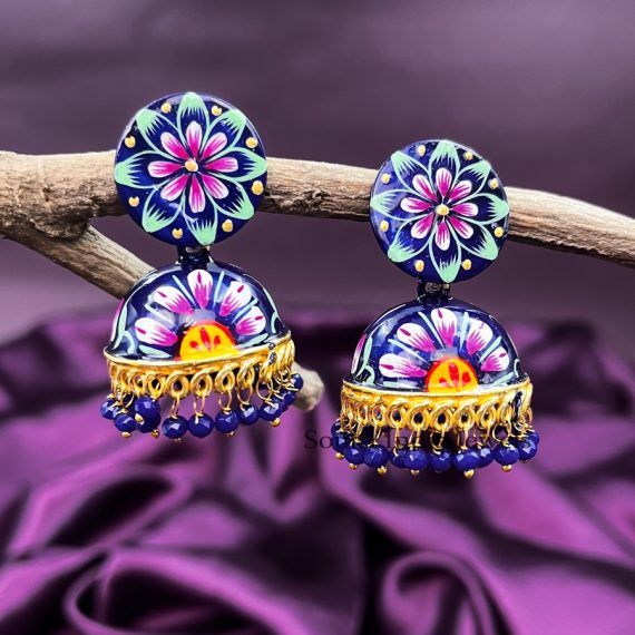 Stylish Meenakari Flower Jhumkas