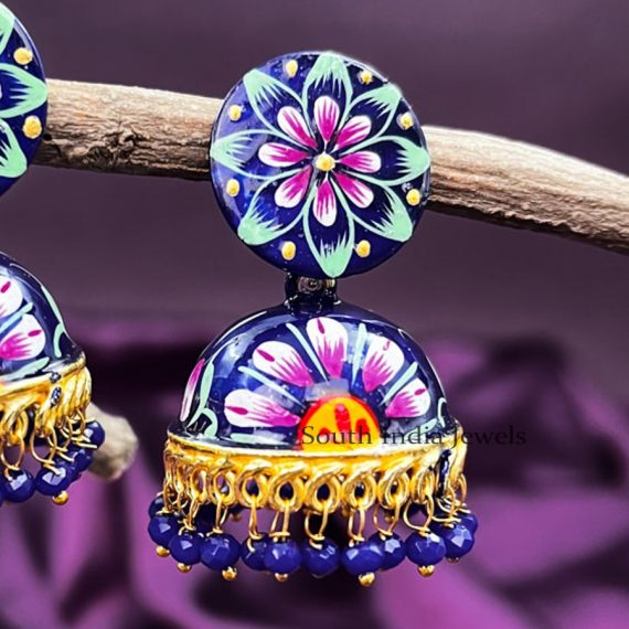 Stylish Meenakari Flower Jhumkas