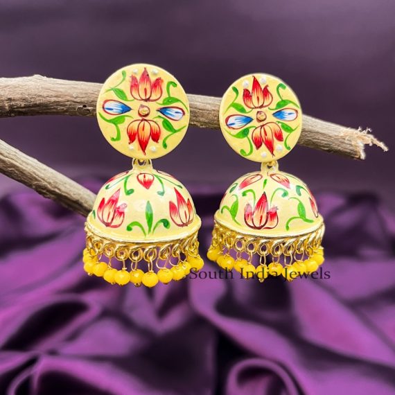 Stylish Meenakari Flower Jhumkas