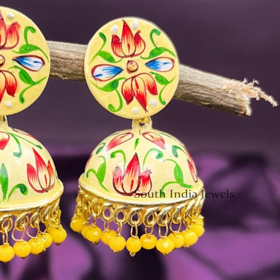 Stylish Meenakari Flower Jhumkas