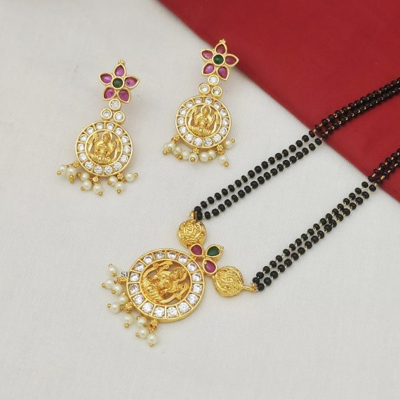 Beautiful Matte Finish Cz Kemp Lakshmi Mangalsutra