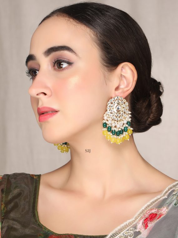 Colorful Yellow Green Tumbles Drop Earrings