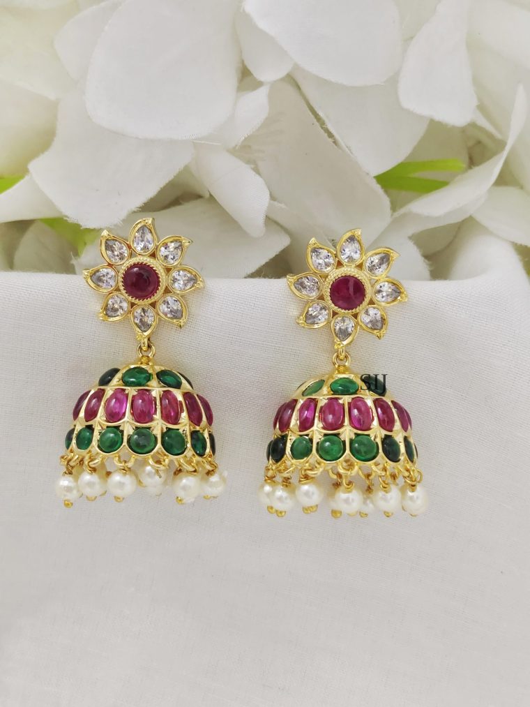 Fantastic Gold Toned Kemp Jhumkas