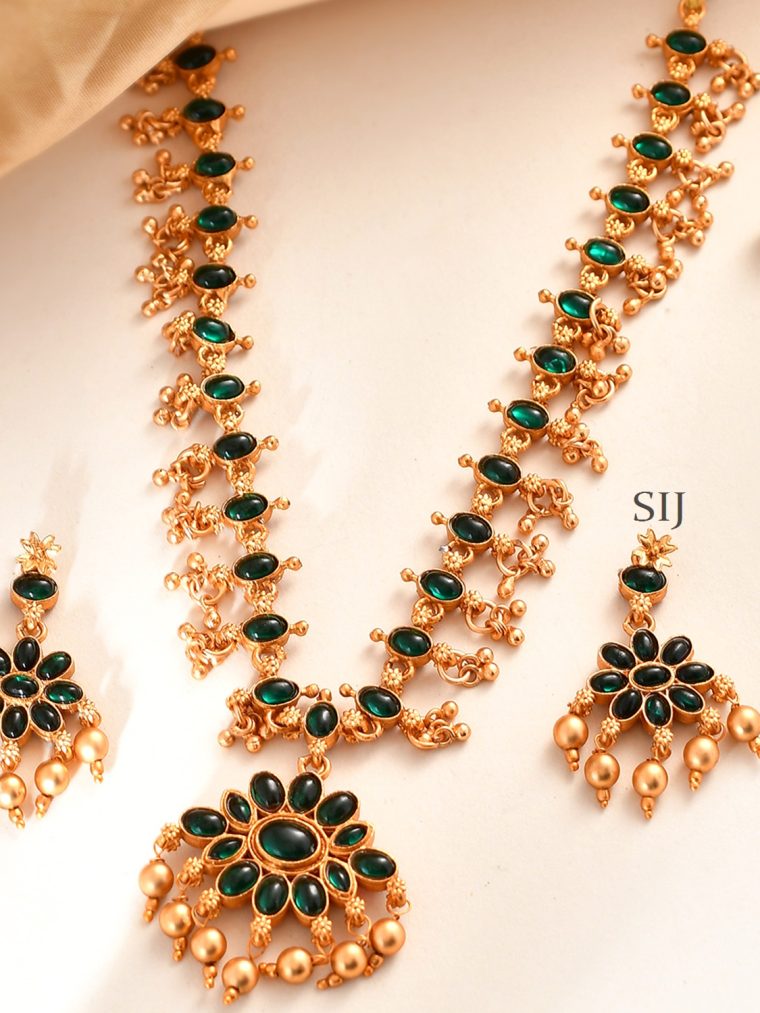 Gold Plated Red And Green Necklace Set