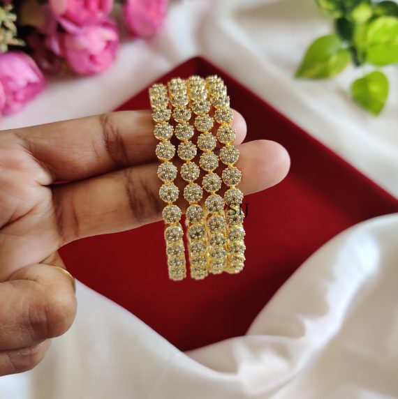 Gorgeous White Stone Unique Bangles