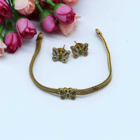 Iris Chain with Butterfly Pendant Choker