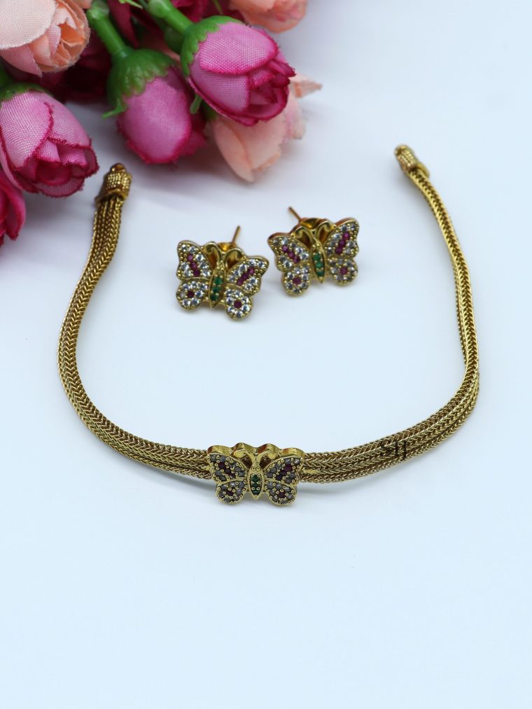 Iris Chain with Butterfly Pendant Choker