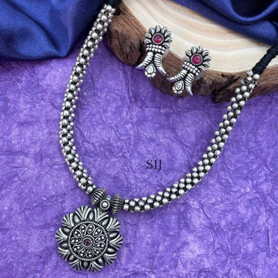 Mandala Oxidised German Silver Necklace Set