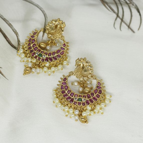 Peacock Design Kemp Pearl Earrings