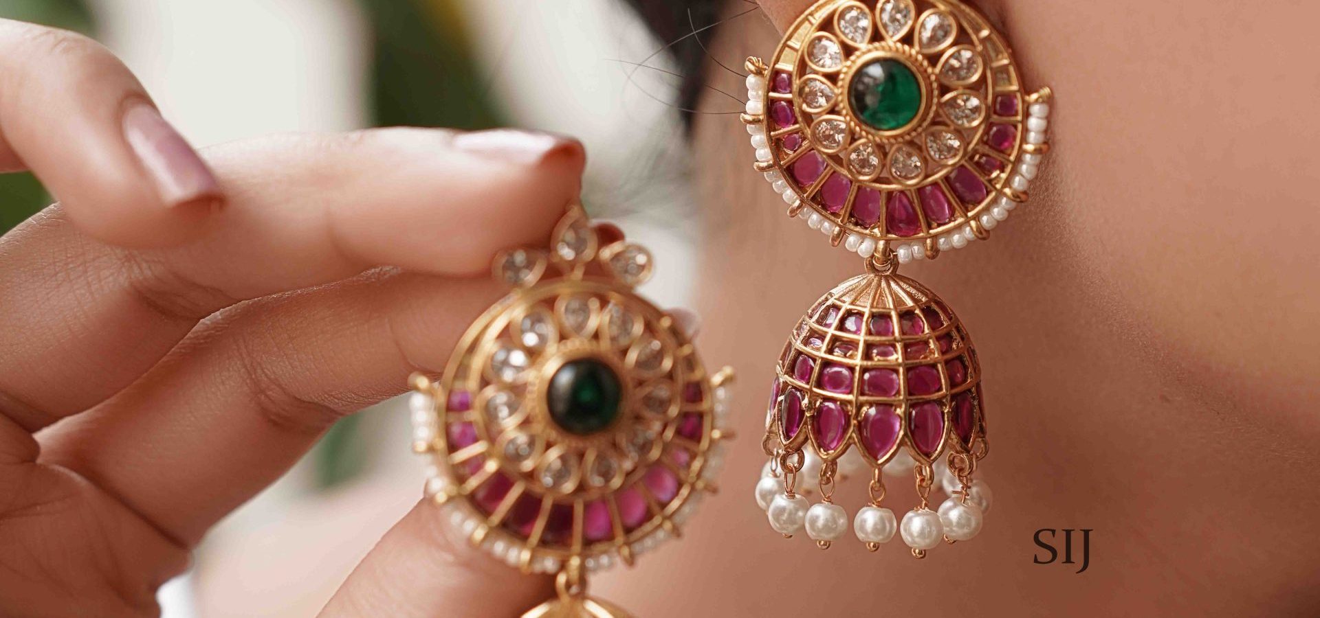 Sparkling Half Moon Jhumkas