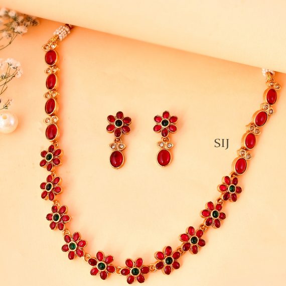 Stunning Red Kemp Stones Necklace Set