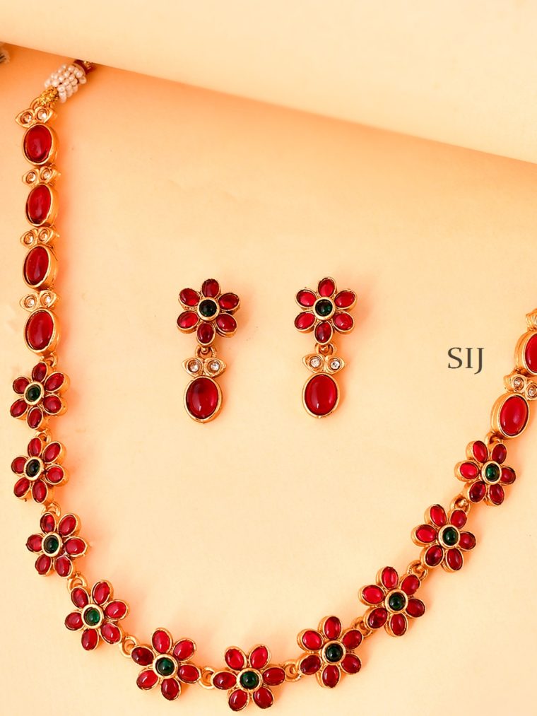 Stunning Red Kemp Stones Necklace Set