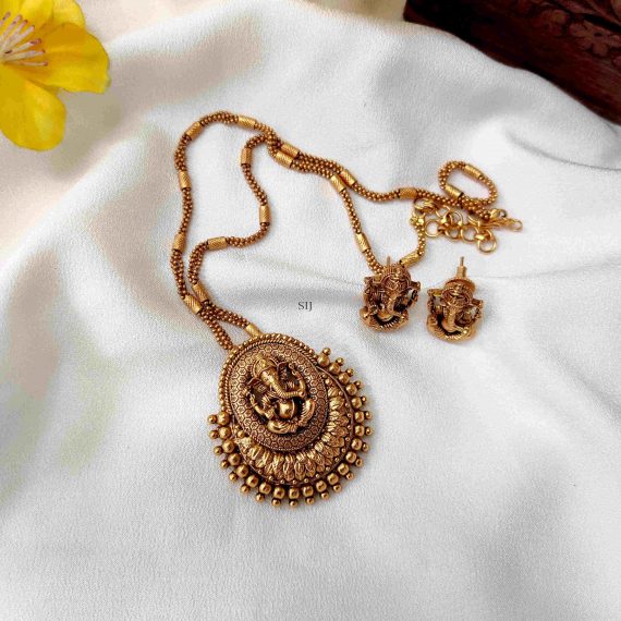 Temple Design Ganesha Motif Pendant Chain