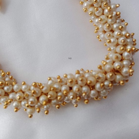 White Cluster Pearl Design Necklace