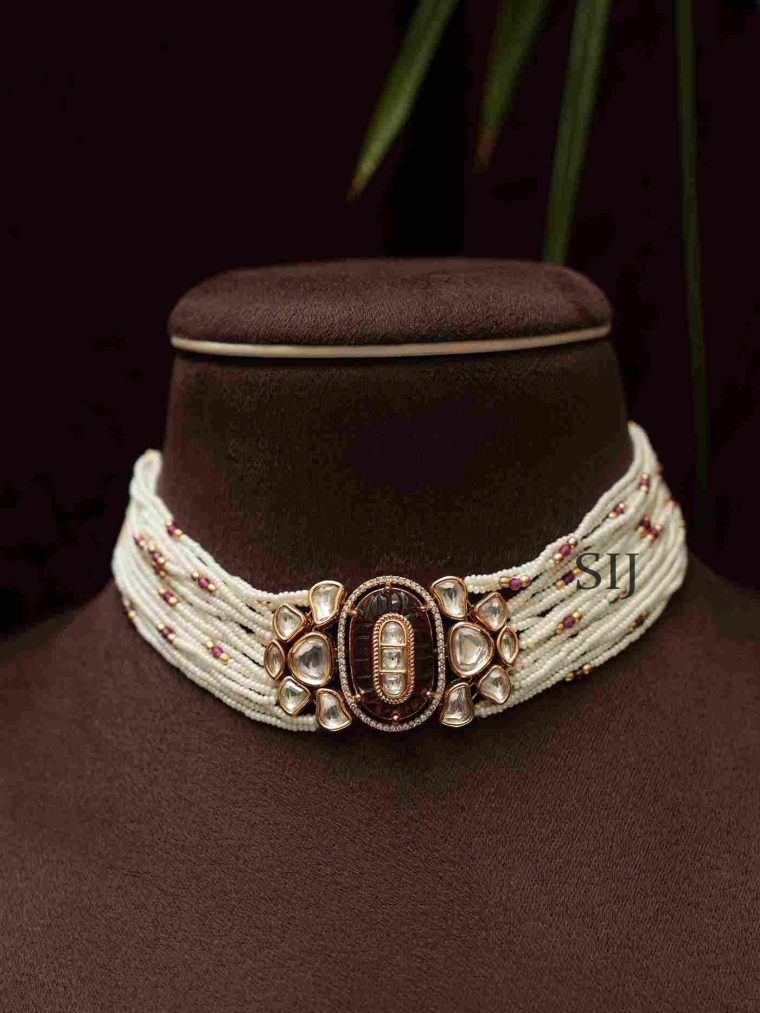 Beautiful Multi Layer Pearl Polki Choker