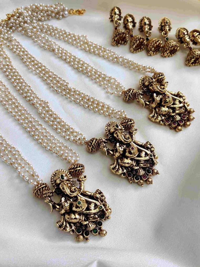 Shimmering Ganesha Pearl Haram