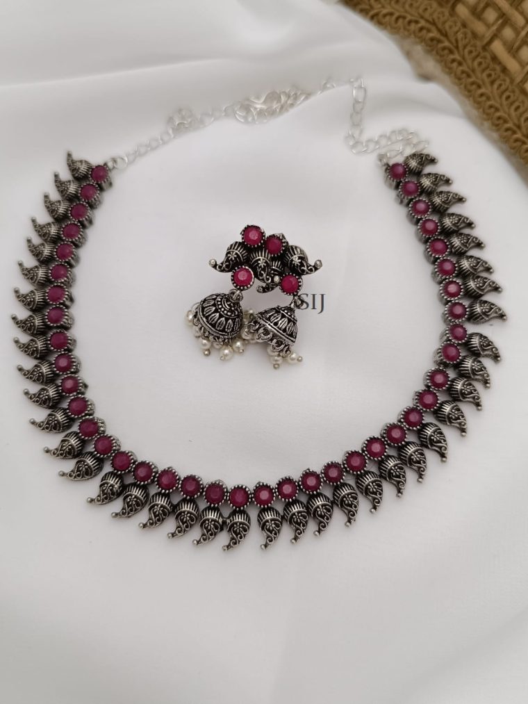 Stunning Ruby Mango Design Necklace