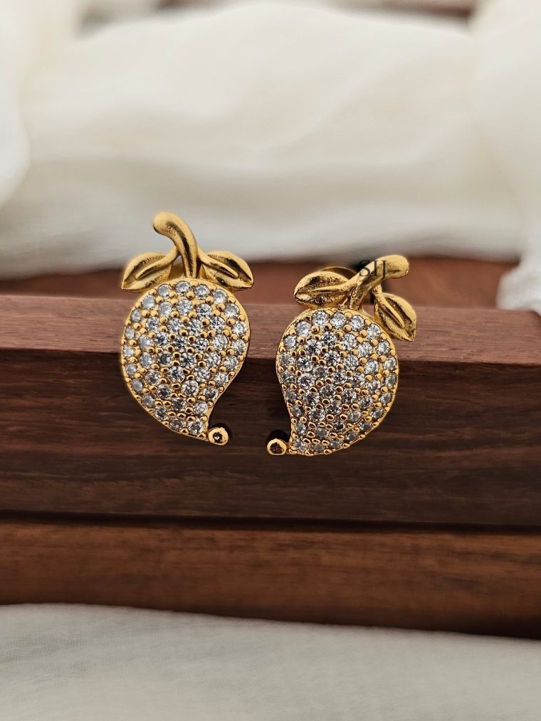 Stunning White Stone Mango Design Earrings