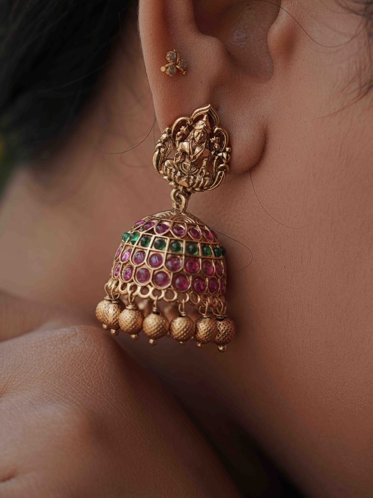 Traditional Lakshmi Design Bridal Jhumkas-1