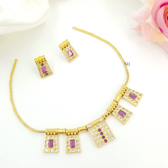 Alluring Mangalsutra Design Gold Plated Hasli Necklace Set