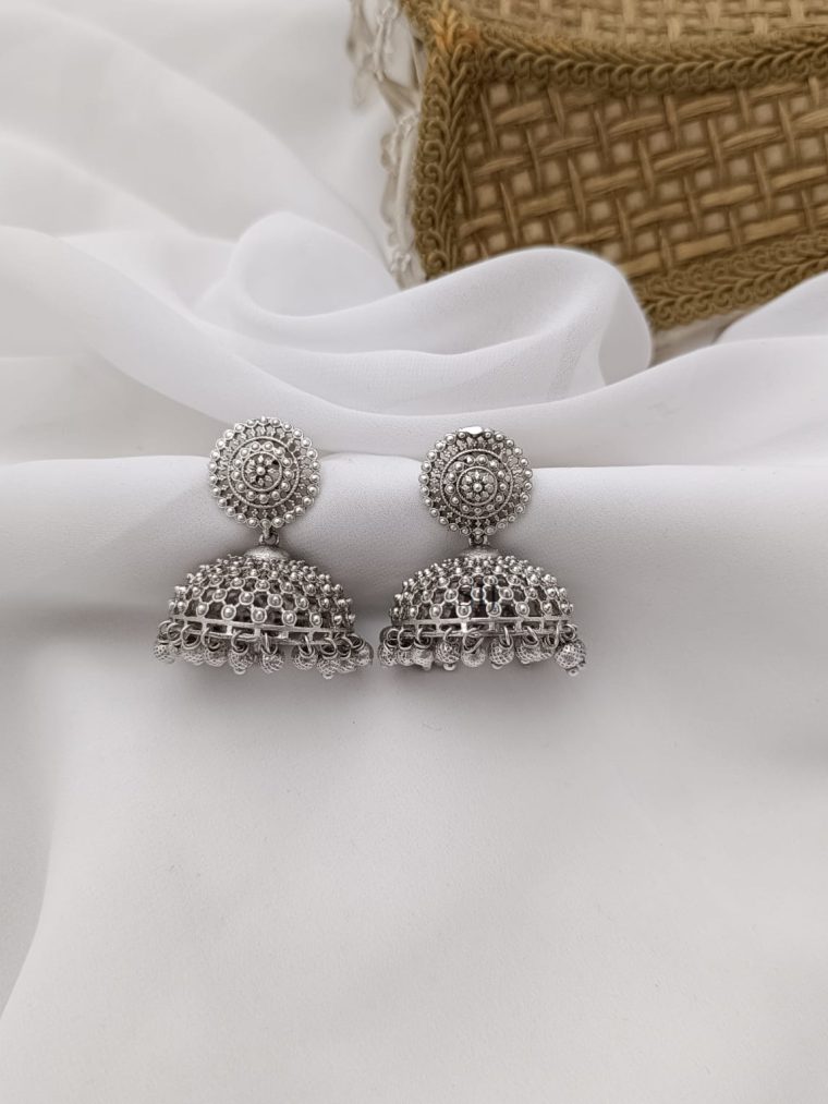 Unique Rhodium Polish Jhumkas