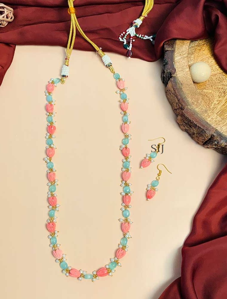 Alluring Gold Plated Pink Beads Mala