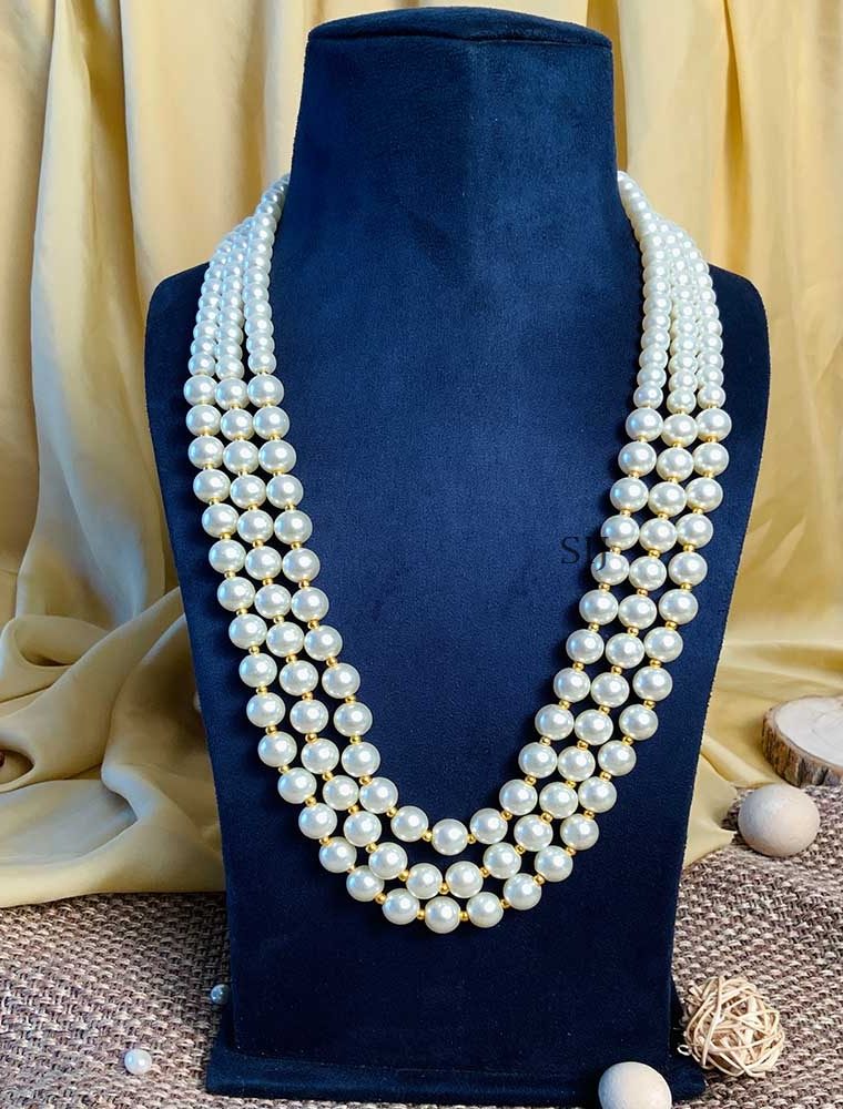 Exclusive Gold Plated Pearl Long Necklace