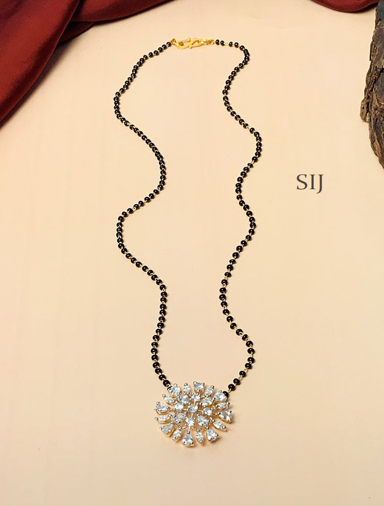 Attractive Gold Plated AD Stone Round Pendant Mangalsutra