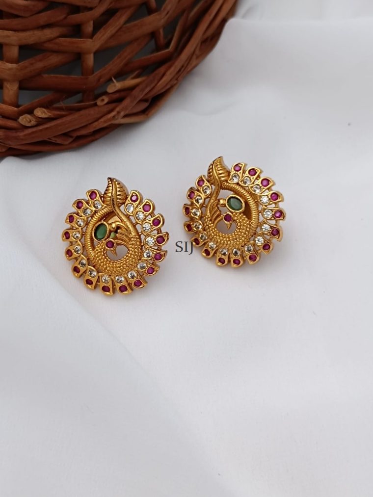 Beautiful Antique Red Peacock Earrings