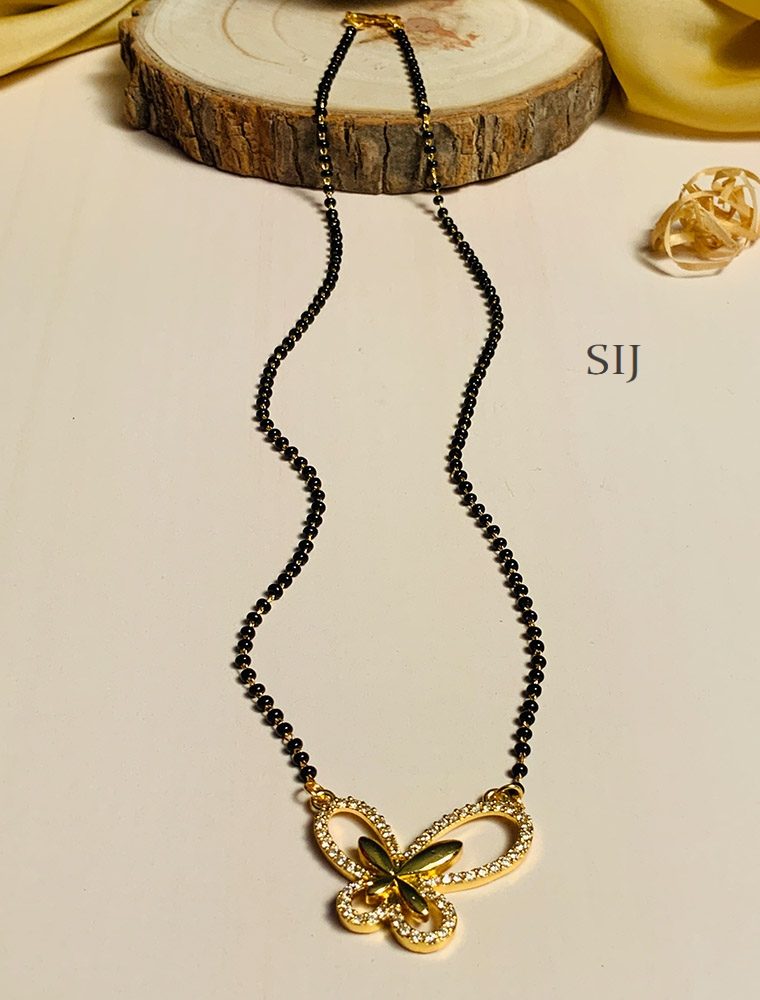 Beautiful Gold Plated Mangalsutra with AD Stones Flower Pendant -1