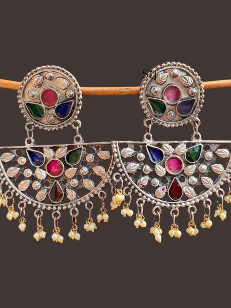 Beautiful Oxidised Chandbali Earrings