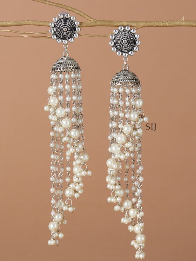 Classy Long Pearl Jhumkas