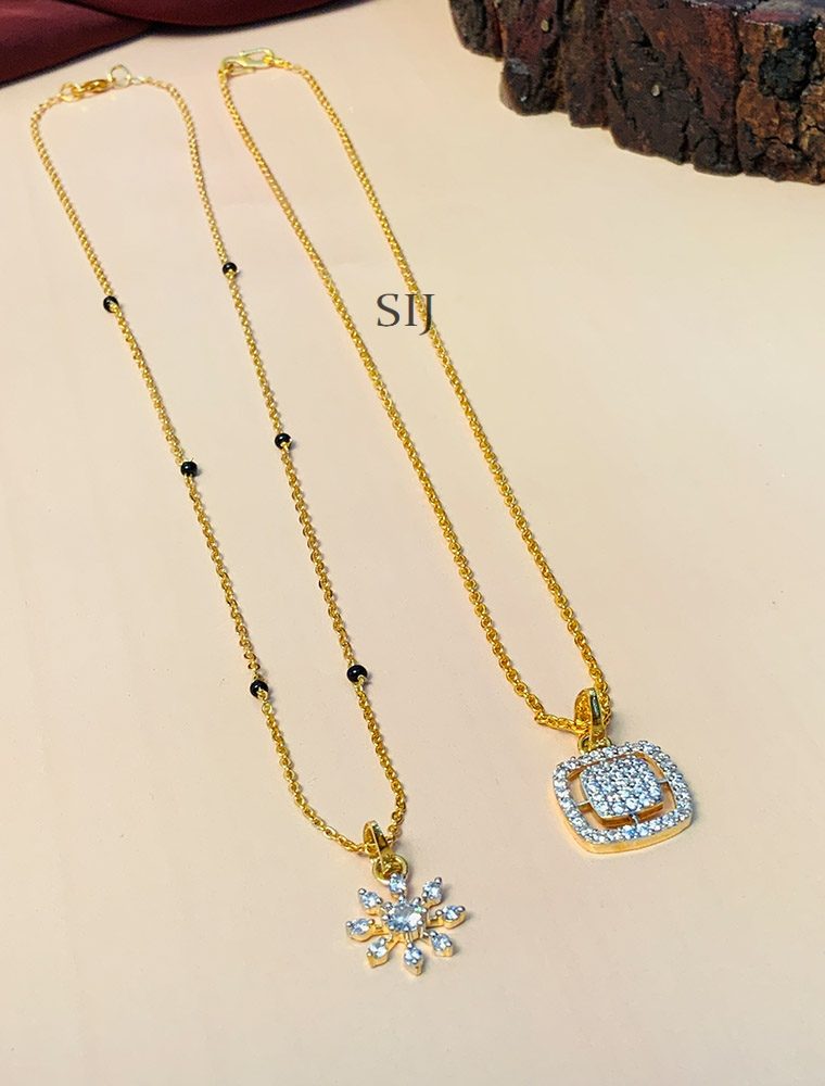 Cute AD Stones Pandent Gold Plated Mangalsutra Combo-2