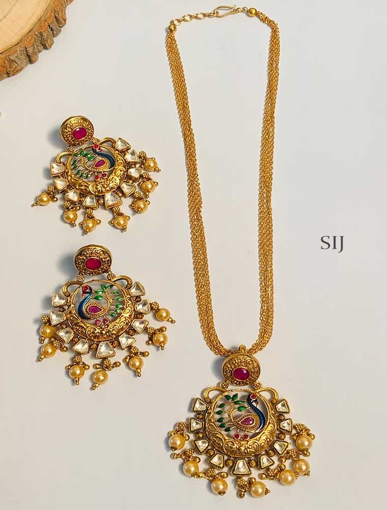 Elegant Gold Plated Chain with Peacock Pendant