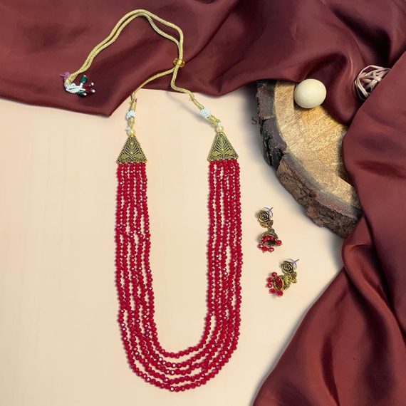 Shimmering Multi Layers Red Beads Mala