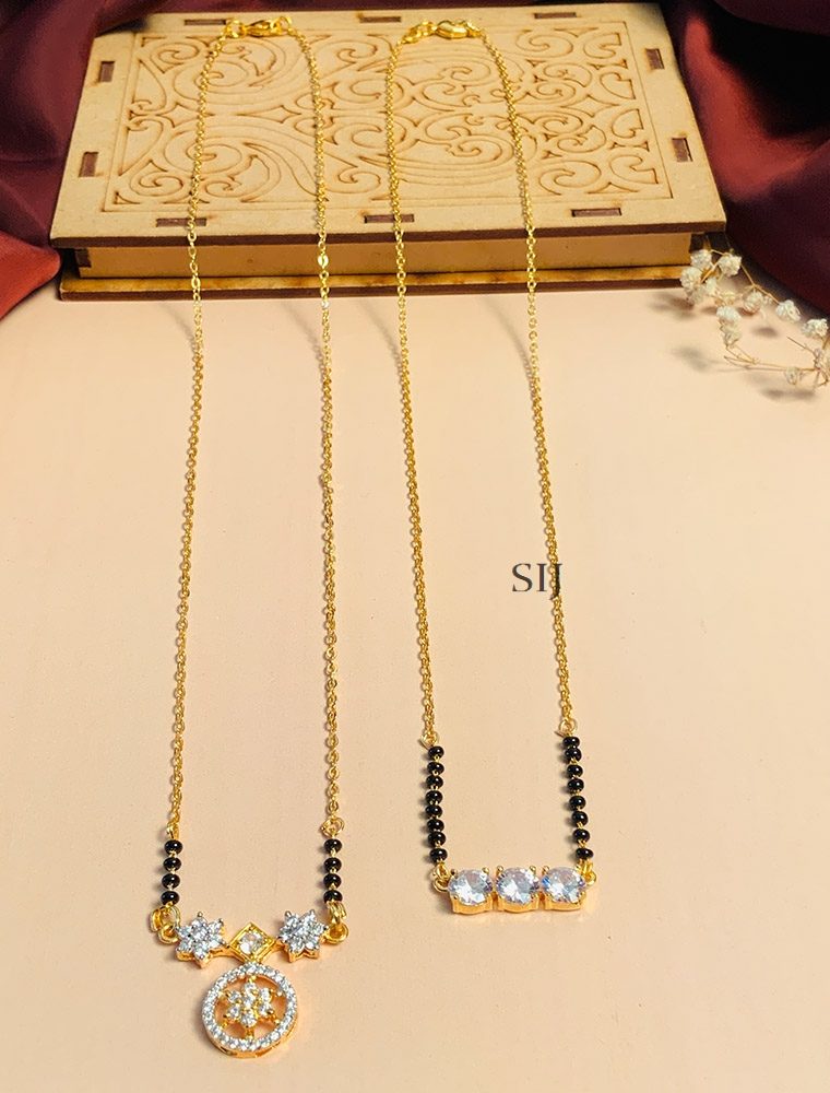 Shining Set Of 2 Gold Plated Diamond Mangalsutra Combo