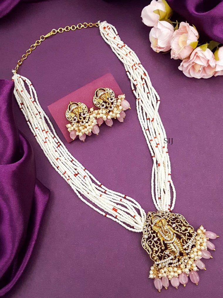 Stylish Ganesha Moissanite Victorian Beads Chain