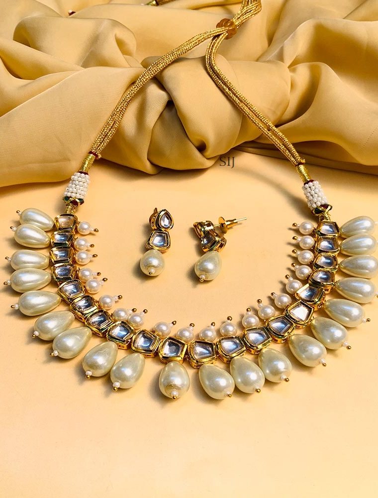 Trendy Pearl Hangings Gold Plated Kundan Choker