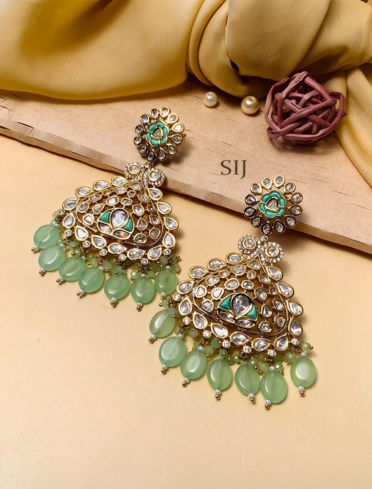 Unique Pista Green Pachi Kundan Earrings