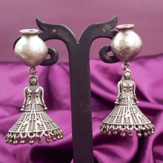 Imitation Oxidized Dangler Jhumkas with Dancing Doll Hook