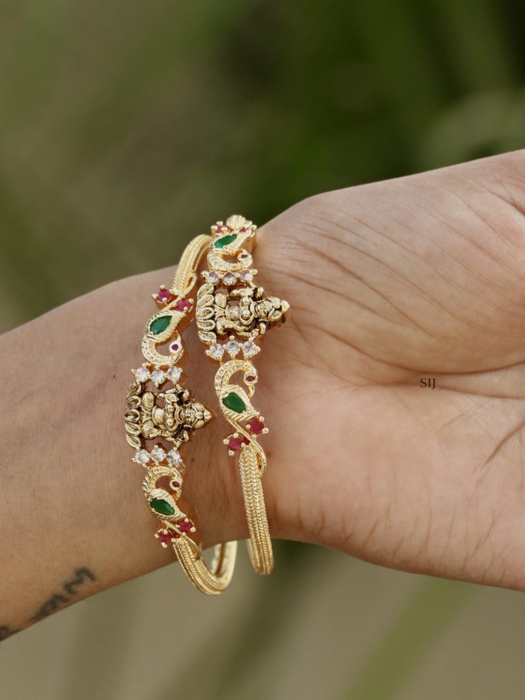 Trendy Lakshmi Kemp Bangles with Dual Peacock