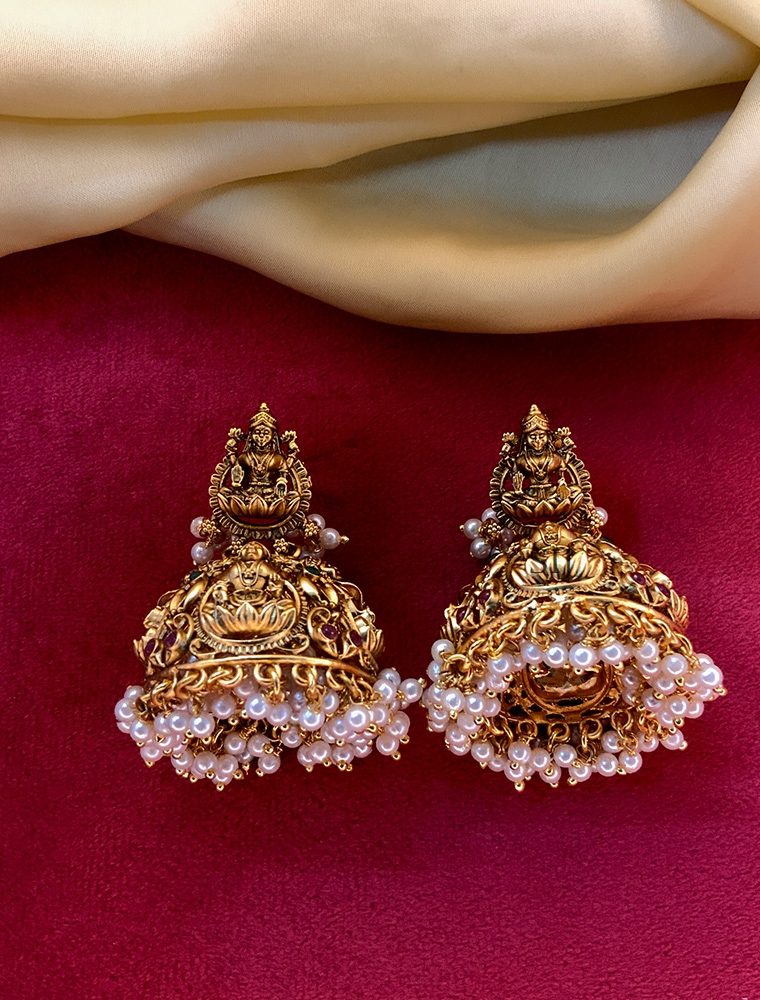 Gorgeous Lakshmi Jhumkas with Pearls