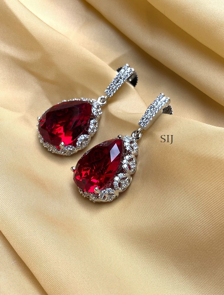 Stunning Silver Plated American Diamond Studs Earrings