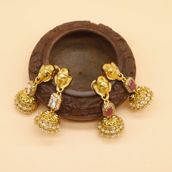 Traditional Elephant Stone Jhumkas