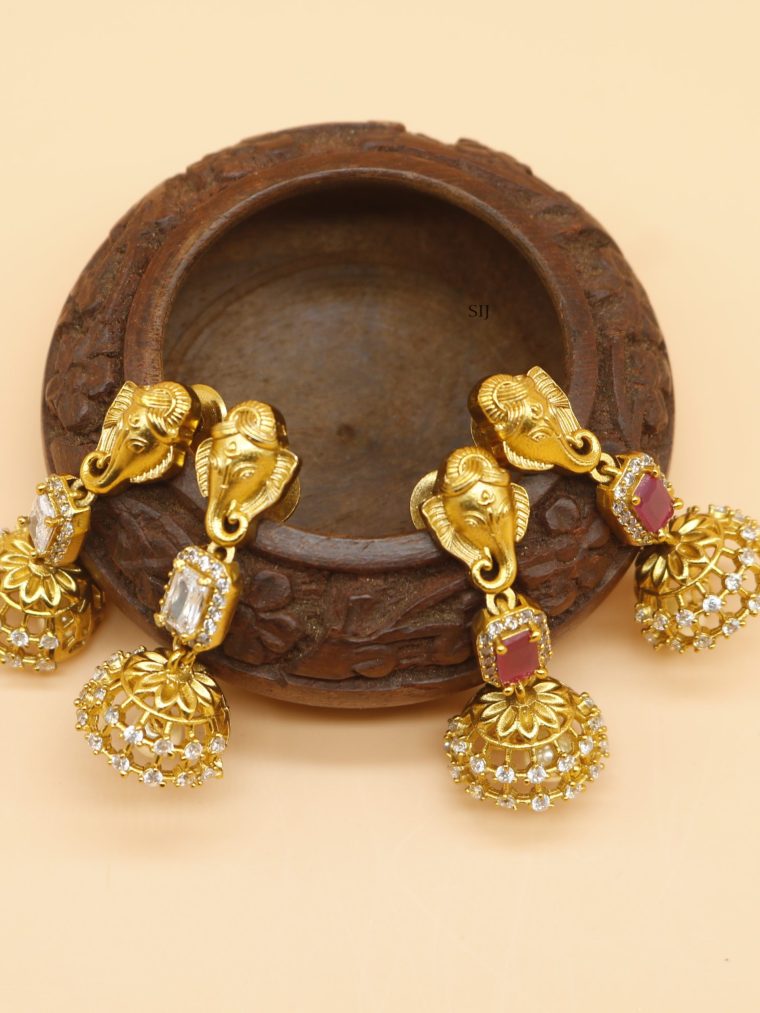 Traditional Elephant Stone Jhumkas