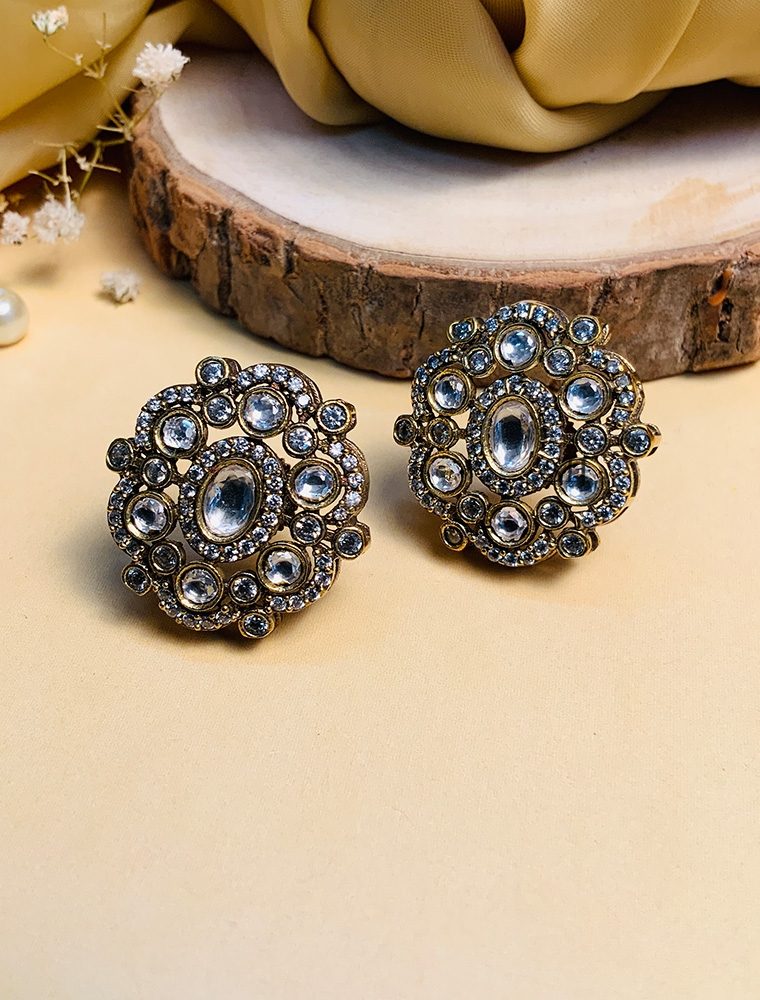 Unique Victorian Silver Plated American Diamond Studs